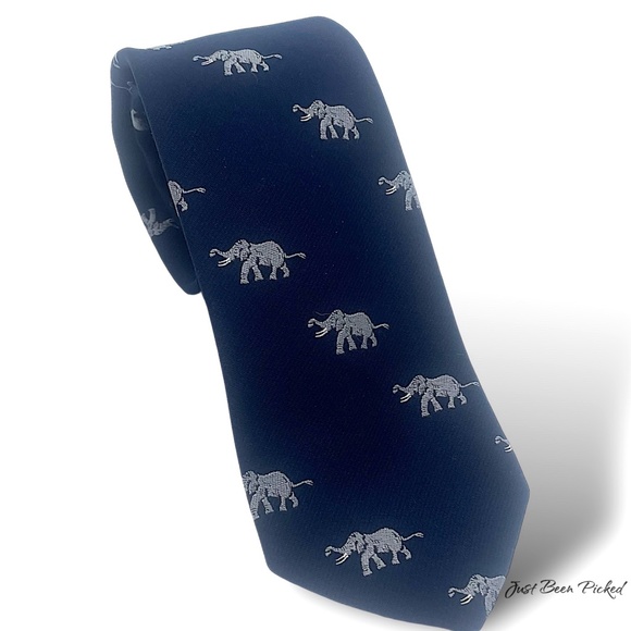 Men's Tie - Elephant - Smithsonian / Prince Consort - Blue - Picture 1 of 2